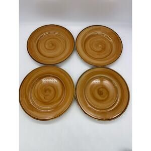 Thomson Pottery Kenya Set of 4 Brown Salad Plates Discontinued 7 3/4"